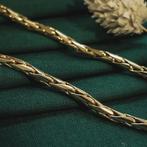 Vintage gouden fantasie schakel collier | 50 cm (geelgoud), Goud, Gebruikt, Ophalen of Verzenden, Overige kleuren