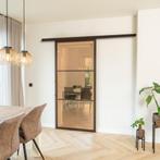 Stalen Schuifdeur met koofsysteem 3 Vlaks Brons Brons rook g, Nieuw, Metaal, 75 tot 150 cm, 150 tot 225 cm