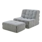 Fauteuil met voetenbank Koskyvn grijs [en.casa], Huis en Inrichting, Fauteuils, Verzenden, Nieuw
