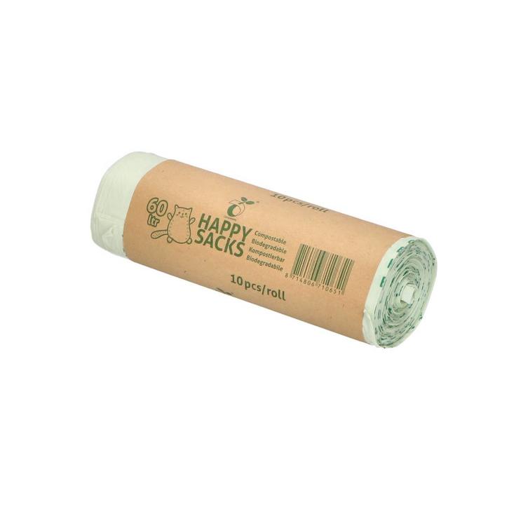 Afvalzak BIO 60 x 80 cm 30my Happy Sacks (wit)  - 24 x 10 st, Huis en Inrichting, Schoonmaakartikelen, Verzenden