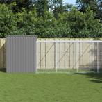 vidaXL Hondenhok met ren 214x1069x181 cm staal lichtgrijs, Dieren en Toebehoren, Verzenden, Nieuw