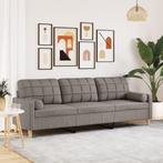 vidaXL 3-zitsbank met sierkussens 210 cm stof taupe, Huis en Inrichting, Banken | Bankstellen, Verzenden, Nieuw, Driepersoons