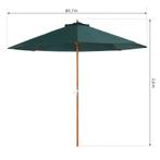 TRUUSK Houten Parasol, Tuinparasol, Balkonparasol, 2,5 M, Do, Tuin en Terras, Parasols, Verzenden, Nieuw