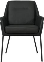 Zwarte leren industriële design eetkamerstoel - Hermes Leer, Huis en Inrichting, Stoelen, Overige kleuren, Nieuw, Leer, Ophalen of Verzenden