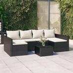 vidaXL 2-delige Loungeset met kussens poly rattan zwart, 2 zitplaatsen, Nieuw, Loungeset, Verzenden