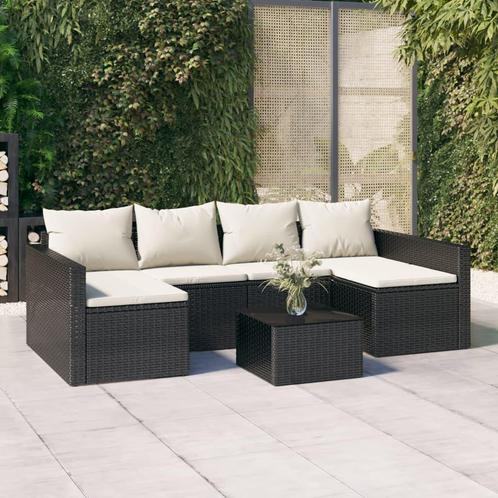 vidaXL 2-delige Loungeset met kussens poly rattan zwart, Tuin en Terras, Tuinsets en Loungesets, Loungeset, Nieuw, 2 zitplaatsen