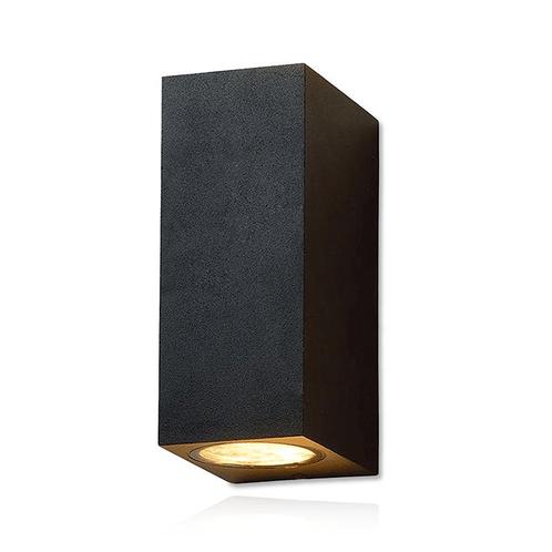 IP44 Zwarte Wandlamp 2xGU10, Tuin en Terras, Buitenverlichting, Nieuw, Aluminium, Verzenden
