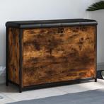 vidaXL Schoenenbankje met klaplade 82x32x56 cm gerookt, Huis en Inrichting, Banken | Voetenbanken en Poefen, Verzenden, Nieuw