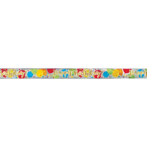 Happy Birthday Banner Glitter 3,65m, Hobby en Vrije tijd, Feestartikelen, Nieuw, Verzenden