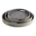 dienbladen koehuid rond grijs (set of 3), Verzenden, Nieuw