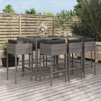 vidaXL 9-delige Tuinbarset met kussens poly rattan grijs, Verzenden, Nieuw, Rotan, 8 zitplaatsen