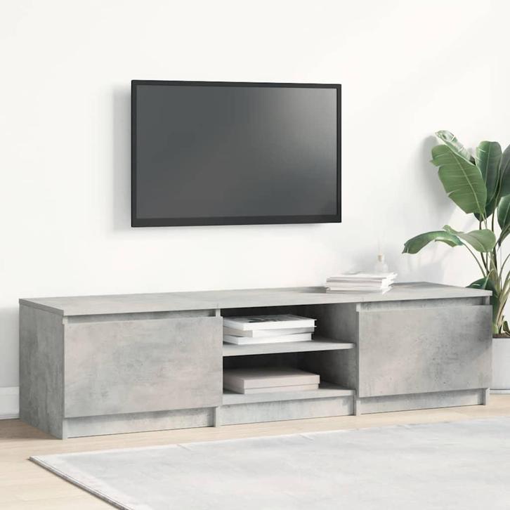 vidaXL Tv-meubel 140x40x35,5 cm bewerkt hout betongrijs, Huis en Inrichting, Kasten | Televisiemeubels, 25 tot 50 cm, Nieuw, Overige houtsoorten