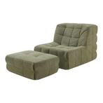 Fauteuil met voetenbank Koskyvn groen [en.casa], Huis en Inrichting, Fauteuils, Verzenden, Nieuw