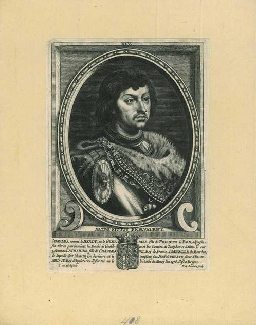 Portrait of Charles the Bold, Duke of Burgundy, Antiek en Kunst, Kunst | Etsen en Gravures