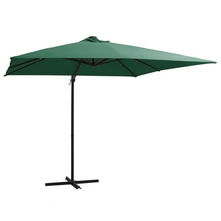 Kantelbare Parasol Groen met LED | Retourdeal | Zomerplezier, Tuin en Terras, Parasols, 2 tot 3 meter, Kantelbaar, Nieuw, Stokparasol