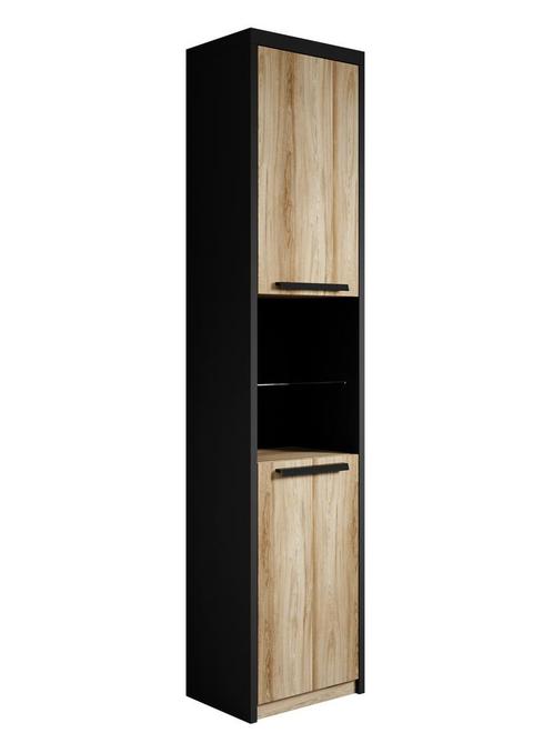 Badplaats Badkamerkast Adam 170 cm - Zwart met Eiken, Huis en Inrichting, Badkamer | Badkamermeubels, Nieuw, (Half)hoge kast, Verzenden