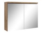 Badkamerkast Paso 80 x 20 x 60 cm Bruin Eiken Spiegelkast, Verzenden, Nieuw, Spiegelkast