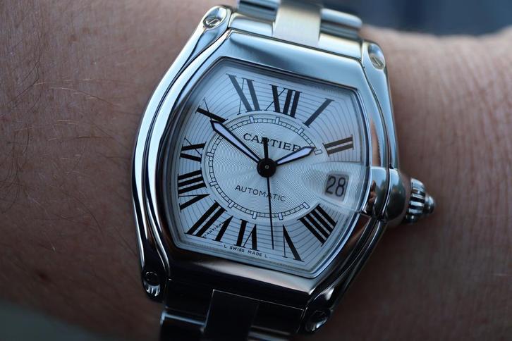 Horloge Cartier Roadster ref. 2510 Watch + Service Papers, Sieraden, Tassen en Uiterlijk, Horloges | Heren, Staal, Zo goed als nieuw