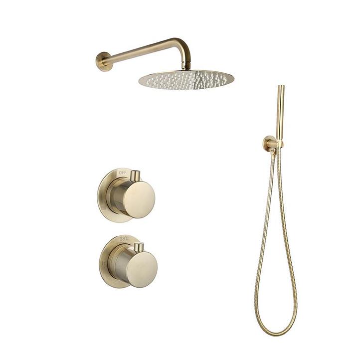 Sani Royal Inbouw Regendouche Doucheset Goud Messing, Doe-het-zelf en Verbouw, Sanitair