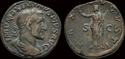 235-238ad Roman Maximinus I Thrax Ae sestertius Pax stand..., Postzegels en Munten, Munten | Europa | Niet-Euromunten, Verzenden