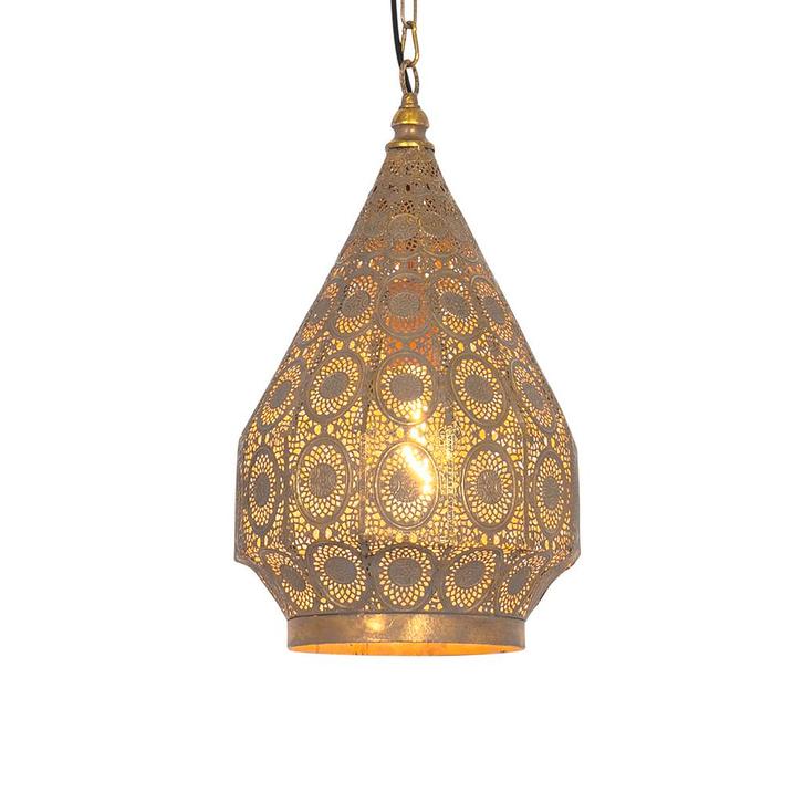 Oosterse hanglamp goud met patroon 26cm - Mowgli, Huis en Inrichting, Lampen | Hanglampen, Nieuw, Overige materialen, 75 cm of meer