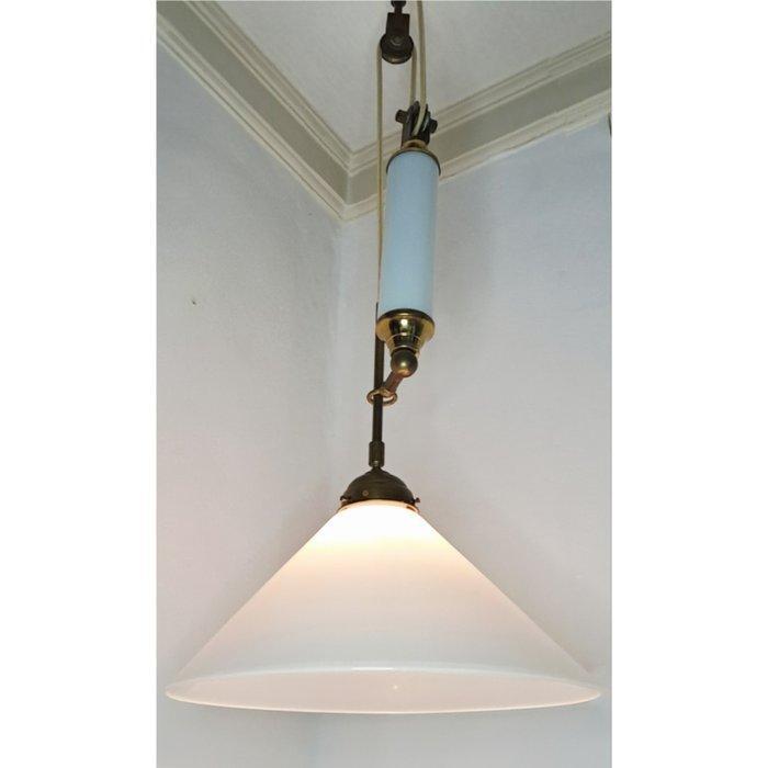 Plafondlamp - Opaline glas - Katrol hanglamp, Antiek en Kunst, Curiosa en Brocante