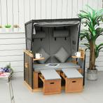 2dekans | Outsunny - Strandstoel met kap - Hout - Polyester, Ophalen of Verzenden, Zo goed als nieuw