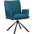 Leren draaibare eetkamerstoel Elite - Hermes Turquoise, Huis en Inrichting, 60 tot 90 cm, Nieuw, Leer, Ophalen of Verzenden