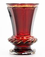 Antique Moser Ruby Red Hand-painted Glass Goblet 1850 -, Antiek en Kunst, Antiek | Glas en Kristal