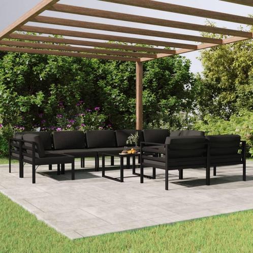 vidaXL 10-delige Loungeset met kussens aluminium, Tuin en Terras, Tuinsets en Loungesets, Loungeset, Nieuw, Aluminium, Verzenden