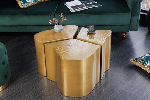 Design set van 3 bijzettafels ORGANIC 80cm messing metalen, Huis en Inrichting, Tafels | Sidetables, Ophalen of Verzenden