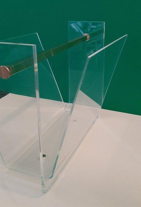 David Lange - Tijdschriftenhouder - Messing, Perspex, Antiek en Kunst, Antiek | Meubels | Stoelen en Banken