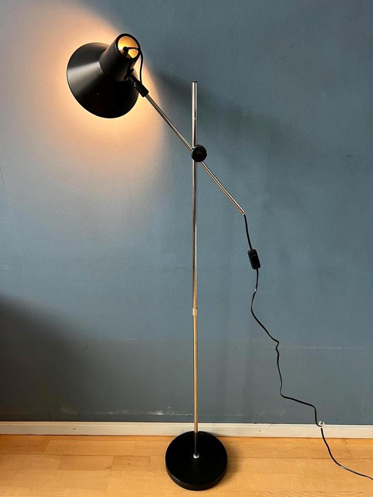 Vintage Adjustable Black Floor Lamp in Style of Hoogervorst, Huis en Inrichting, Lampen | Vloerlampen, Nieuw, Ophalen of Verzenden