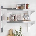 vidaXL Wandschap 2-laags 75x30x60 cm roestvrijstaal, Huis en Inrichting, Woonaccessoires | Wandplanken en Boekenplanken, Verzenden