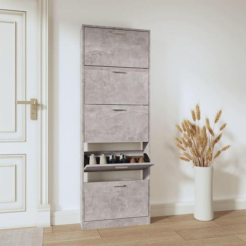 vidaXL Schoenenkast 59x17x169 cm bewerkt hout betongrijs, Huis en Inrichting, Kasten | Schoenenrekken, Nieuw, Verzenden