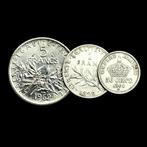Frankrijk. 3 Silver (1x 50 Centimes + 1x 1 Franc + 1x 5