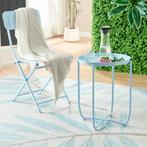 Tuintafel Sandefjord bijzettafel rond metaal 53xØ40 cm hemel, Huis en Inrichting, Tafels | Bijzettafels, Verzenden, Nieuw