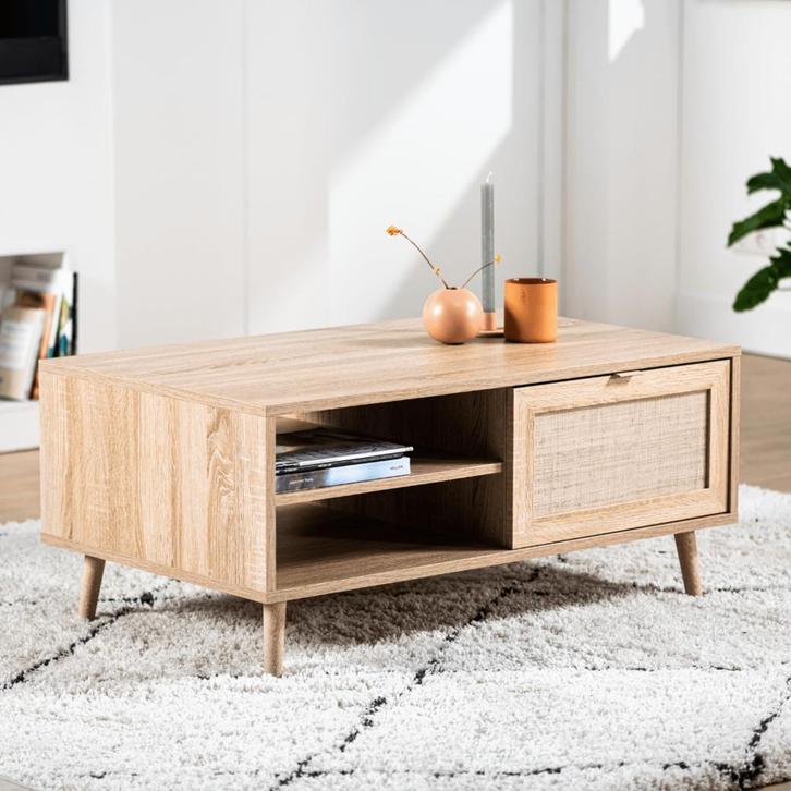 Benjamin salontafel MDF naturel 100x60 cm - OUTLET B, Huis en Inrichting, Stoelen, Nieuw, Ophalen of Verzenden