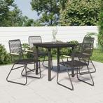 vidaXL 5-delige Tuinset PVC-rattan zwart, 4 zitplaatsen, Verzenden, Nieuw, Rvs