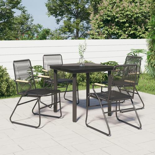 vidaXL 5-delige Tuinset PVC-rattan zwart, Tuin en Terras, Tuinsets en Loungesets, Tuinset, Nieuw, 4 zitplaatsen, Rvs, Verzenden