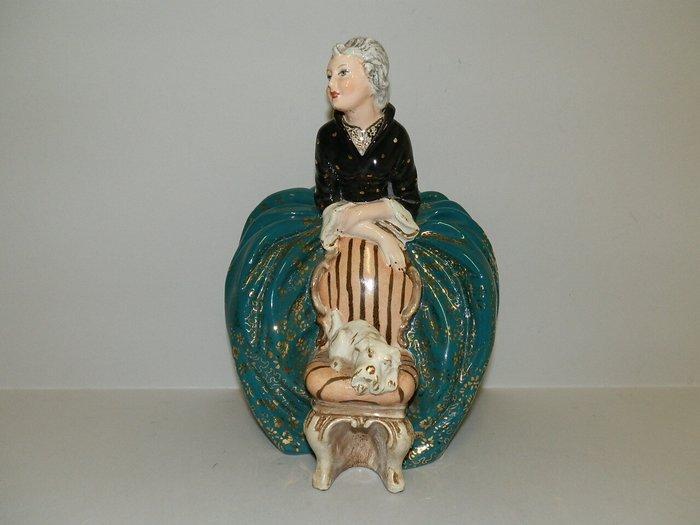 Bertolotti, Milano - Beeld, Dama con cane, anni 40 - 22 cm, Antiek en Kunst, Antiek | Glas en Kristal