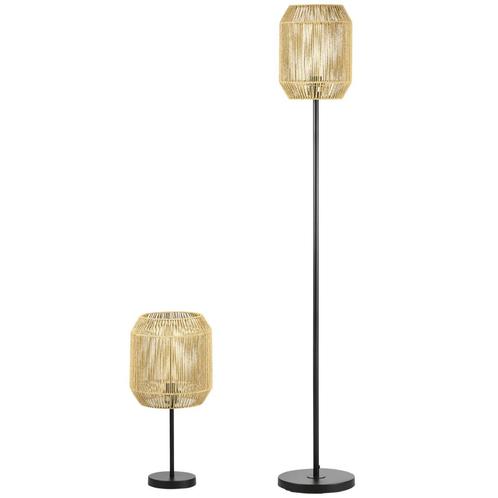 TRUUSK Lampenset 2-delig Staande & Tafellamp E27 Fitting Lin, Huis en Inrichting, Lampen | Vloerlampen, Nieuw, Verzenden