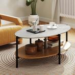 COSTWAY Stone salontafel, ovale salontafel met 2 niveaus, me, Verzenden, Zo goed als nieuw