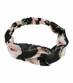 Haarband Twist Bloemen Print Voile Stof Zwart, Verzenden, Nieuw