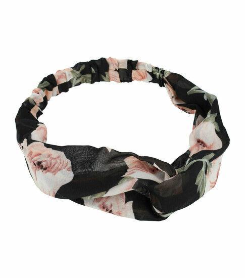 Haarband Twist Bloemen Print Voile Stof Zwart, Sieraden, Tassen en Uiterlijk, Uiterlijk | Haarverzorging, Verzenden