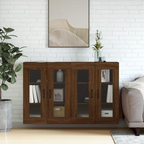 vidaXL Hangkasten 2 st bewerkt hout bruin eikenkleur, Huis en Inrichting, Kasten | Buffetkasten, Nieuw, Overige houtsoorten, Verzenden