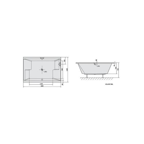 Ligbad Polysan Dupla Inbouw 180x120x54 cm Wit, Doe-het-zelf en Verbouw, Sanitair, Ophalen of Verzenden