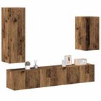 vidaXL 4-delig Tv-meubelset wandmontage bewerkt hout oud, Verzenden, Nieuw, Overige houtsoorten