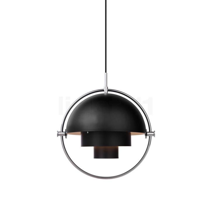 Gubi Multi-Lite Hanglamp, chroom/zwart - ø¸22,5 cm, Huis en Inrichting, Lampen | Hanglampen, Nieuw, Verzenden