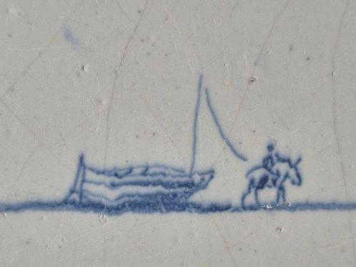 Tegel - Scheepvaart/transport - 1700-1750 - Trekschuit met, Antiek en Kunst, Antiek | Glas en Kristal